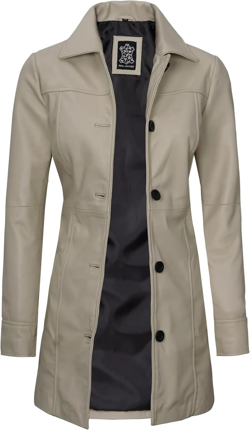 Decrum Leather Coats for Women - Carcoat Style Winter Fashion Womens Long Leather Jackets