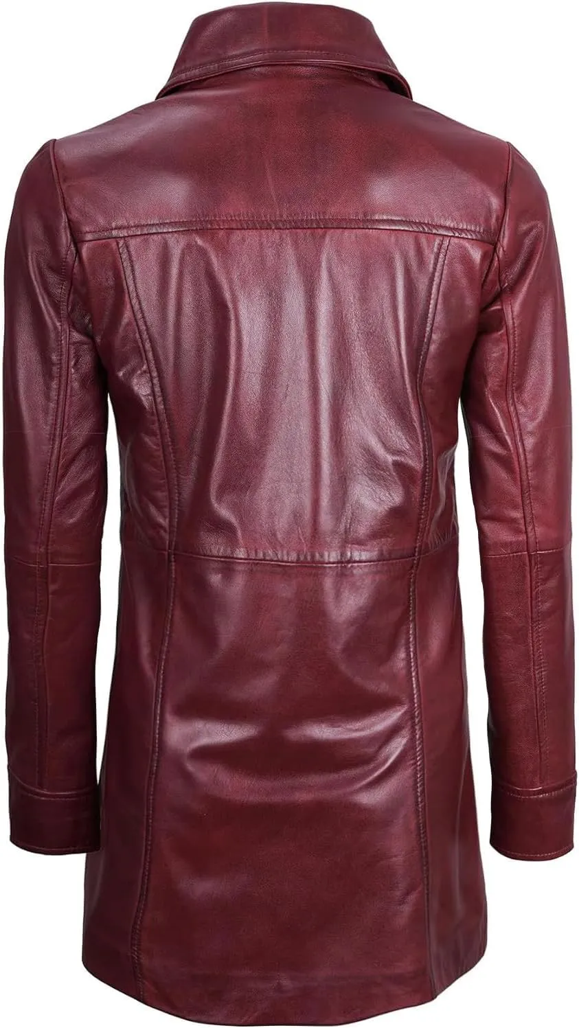 Decrum Leather Coats for Women - Carcoat Style Winter Fashion Womens Long Leather Jackets
