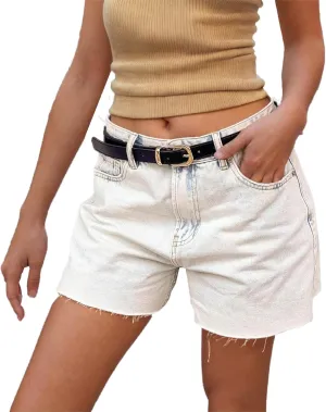 Denim Shorts for Women Zipper Short Jeans Ladies High Waisted Cropped Trousers Stretchy Denim Shorts