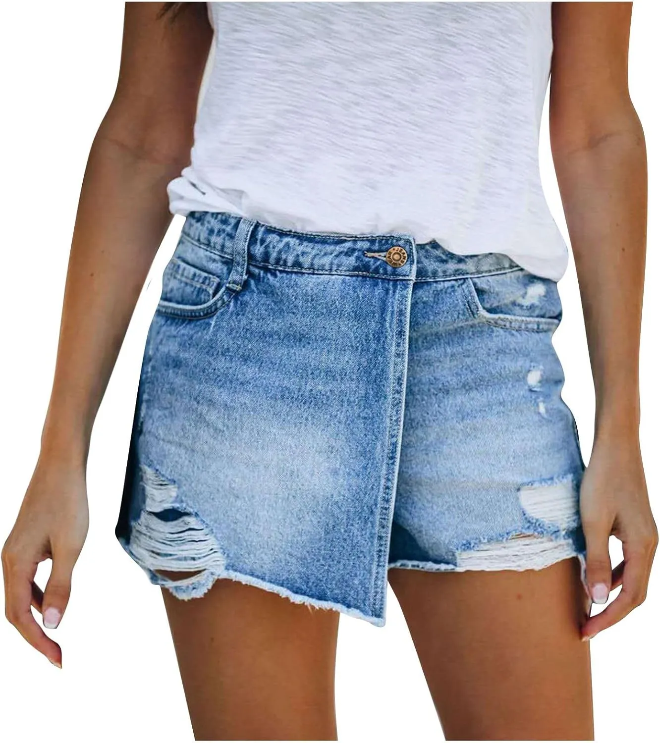 Denim Shorts Women High Waisted Ripped Trouser Skirt Design Perfect for Women's Casual Style
