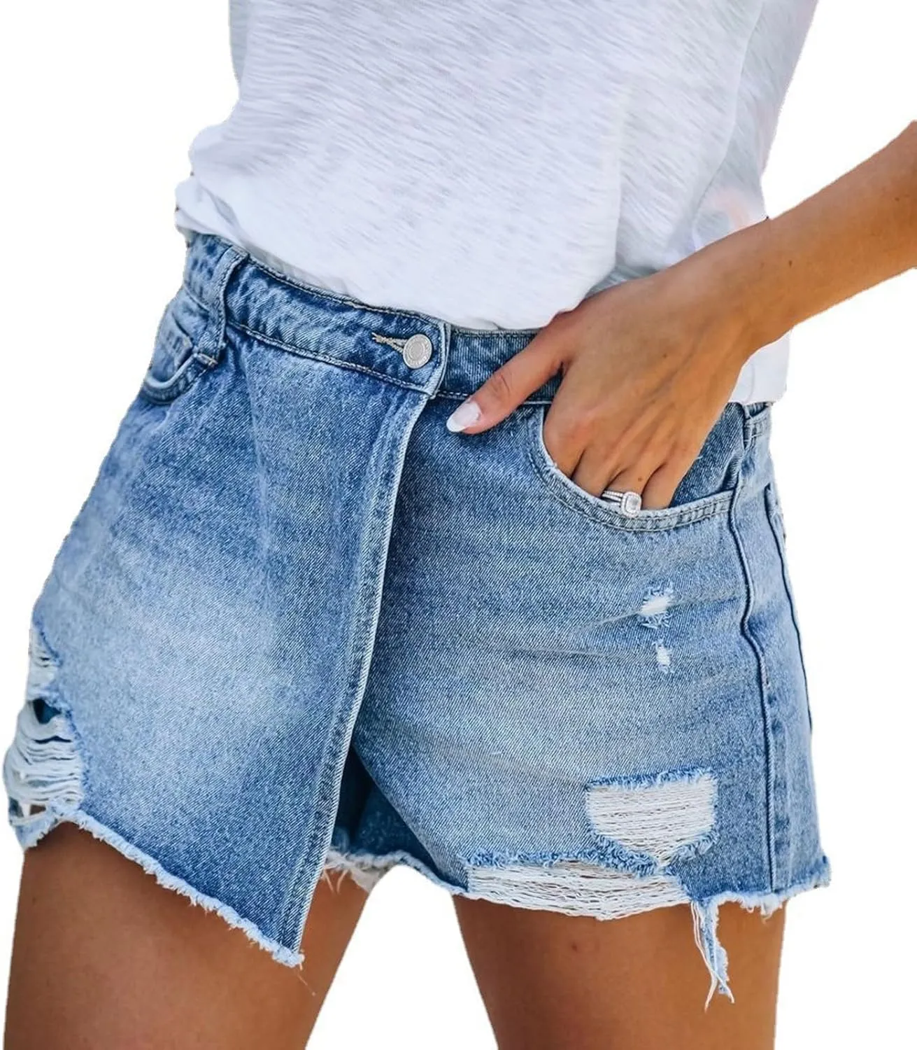 Denim Shorts Women High Waisted Ripped Trouser Skirt Design Perfect for Women's Casual Style