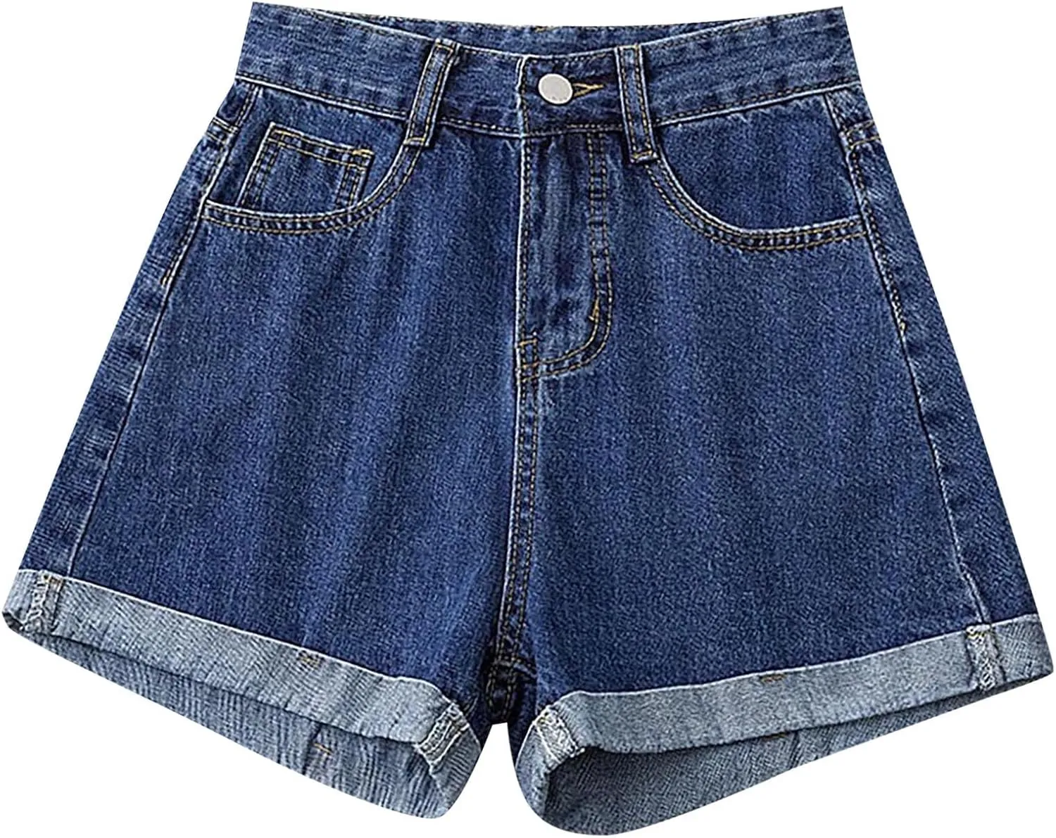 Denim Shorts Women High Waisted Y2K Rolled Hem Distressed Jean Short Stretchy Casual Trendy Shorts with Pockets