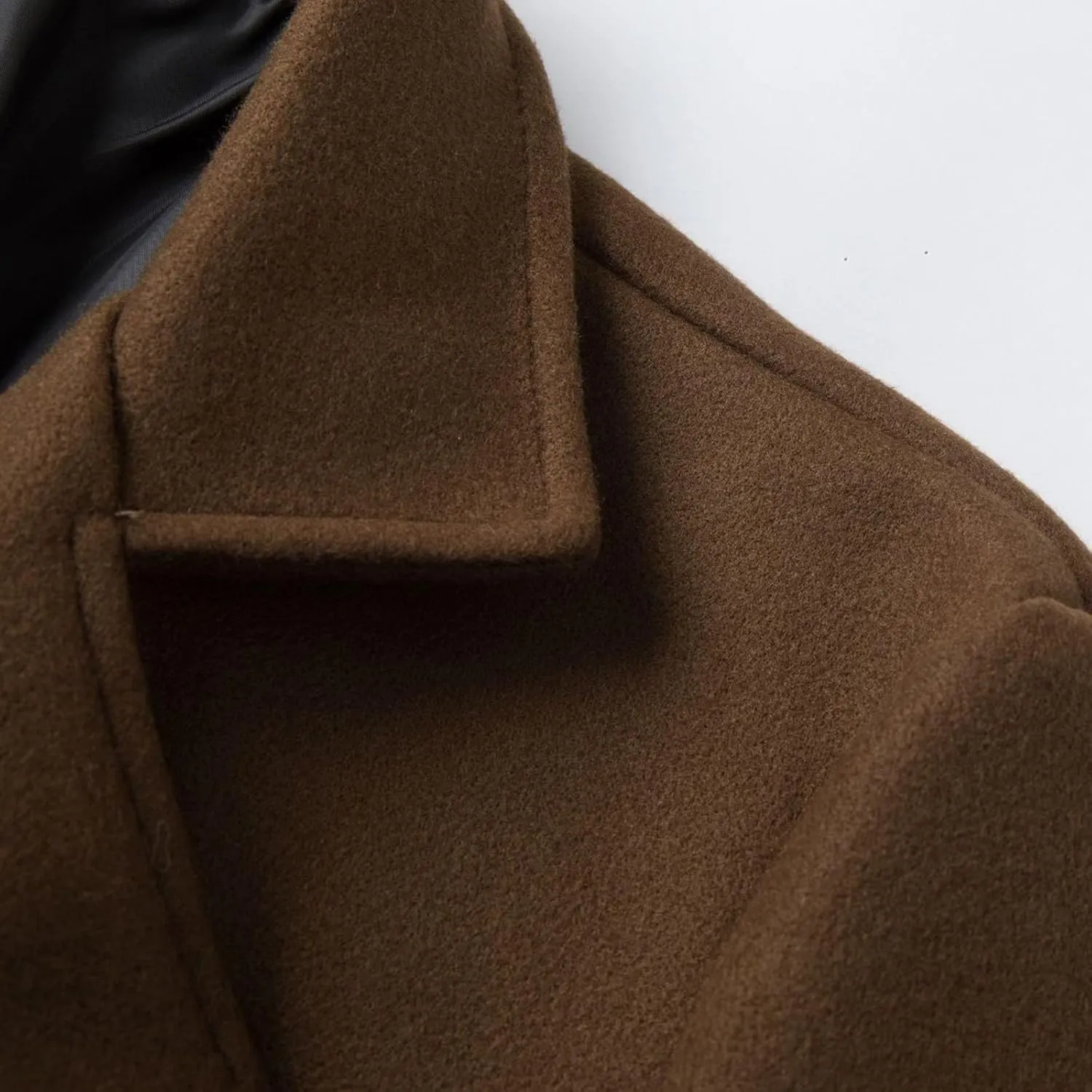 Dgoopd Trench Coat Men Long Double Breasted Coat Notch Lapel Jacket Wool Blend Peacoat Plus Size Overcoat Fall Winter Coats