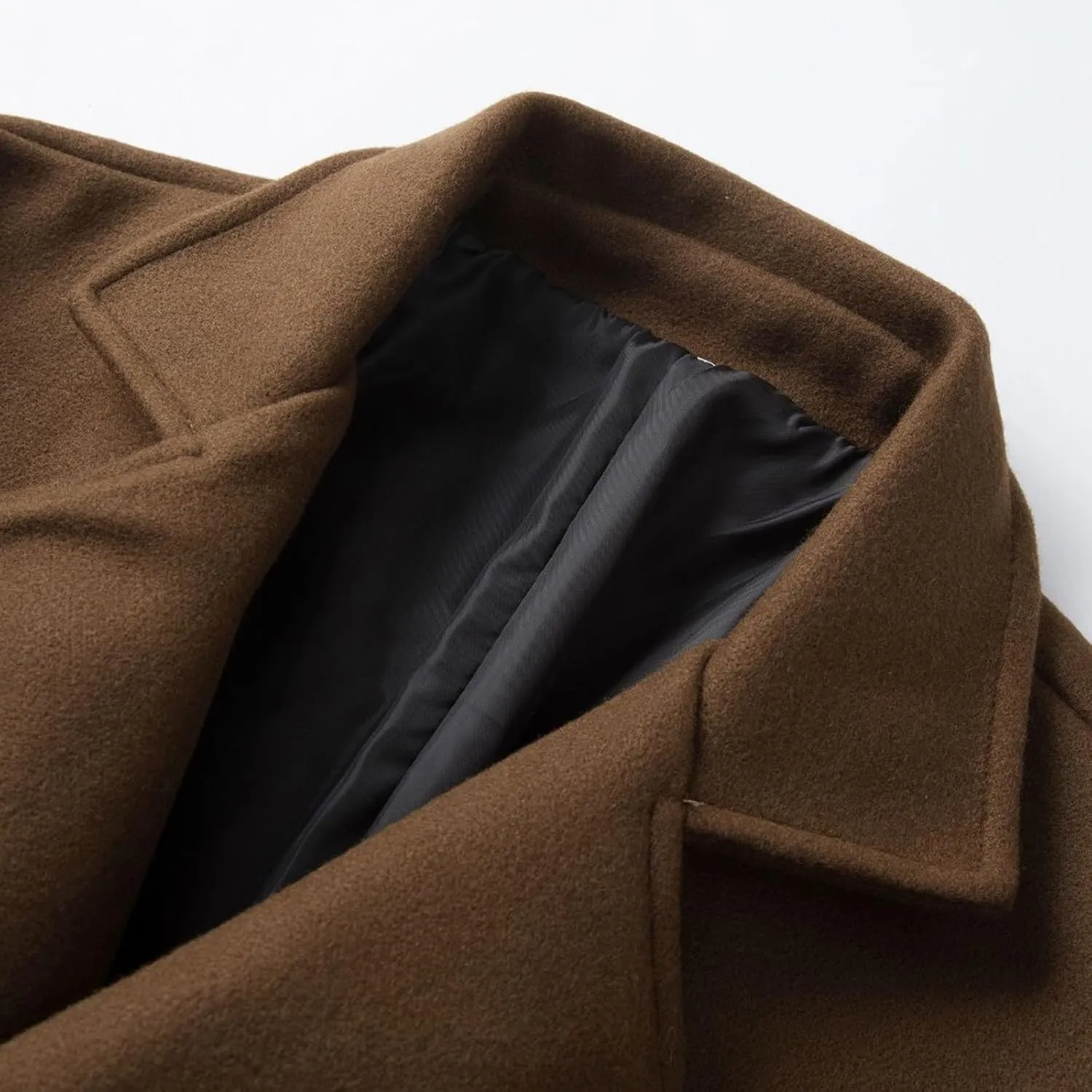 Dgoopd Trench Coat Men Long Double Breasted Coat Notch Lapel Jacket Wool Blend Peacoat Plus Size Overcoat Fall Winter Coats