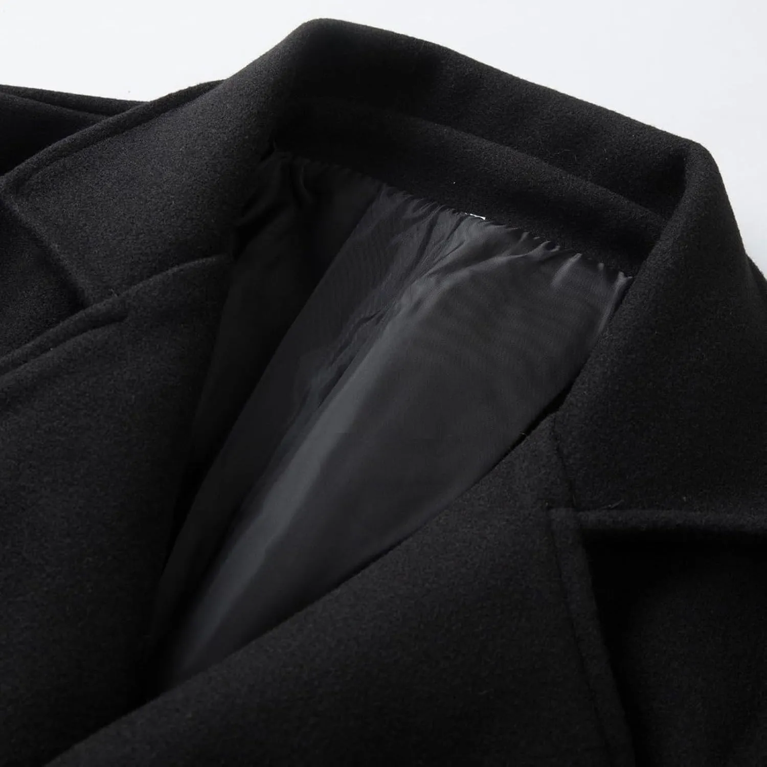 Dgoopd Trench Coat Men Long Double Breasted Coat Notch Lapel Jacket Wool Blend Peacoat Plus Size Overcoat Fall Winter Coats