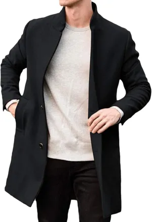Dgoopd Trench Coat Men Long Double Breasted Coat Notch Lapel Jacket Wool Blend Peacoat Plus Size Overcoat Fall Winter Coats