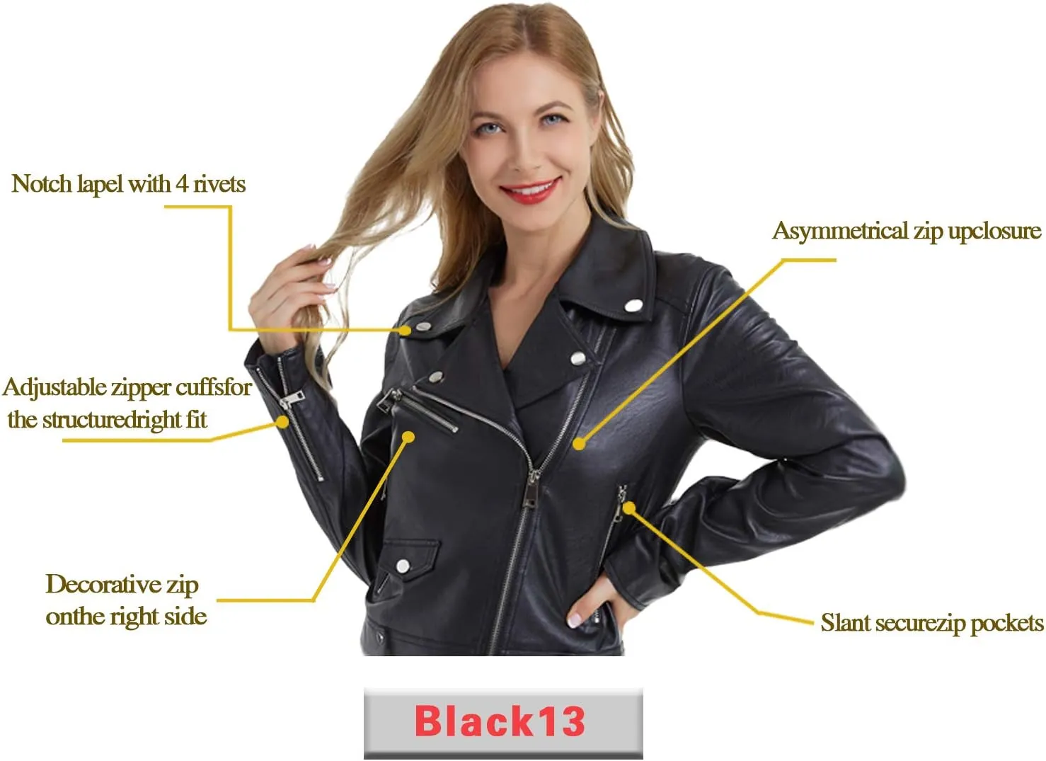 DIASHINY Faux Leather Jacket For Women Crop Short Cropped PU Slim Zip Up Moto Biker Coat Motorcycle Jackets
