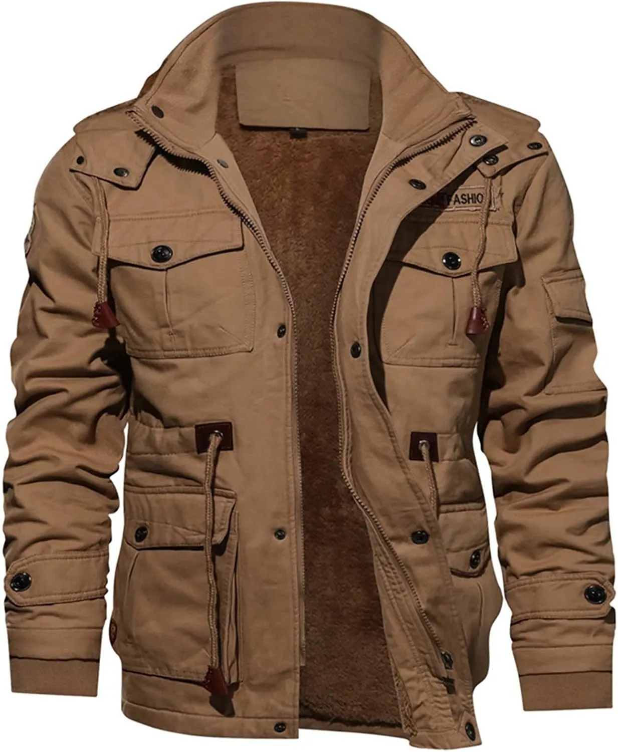 DuDubaby Men's Autumn Winter Vintage Turn-Down Collar Solid Imitation Leather Coat Top