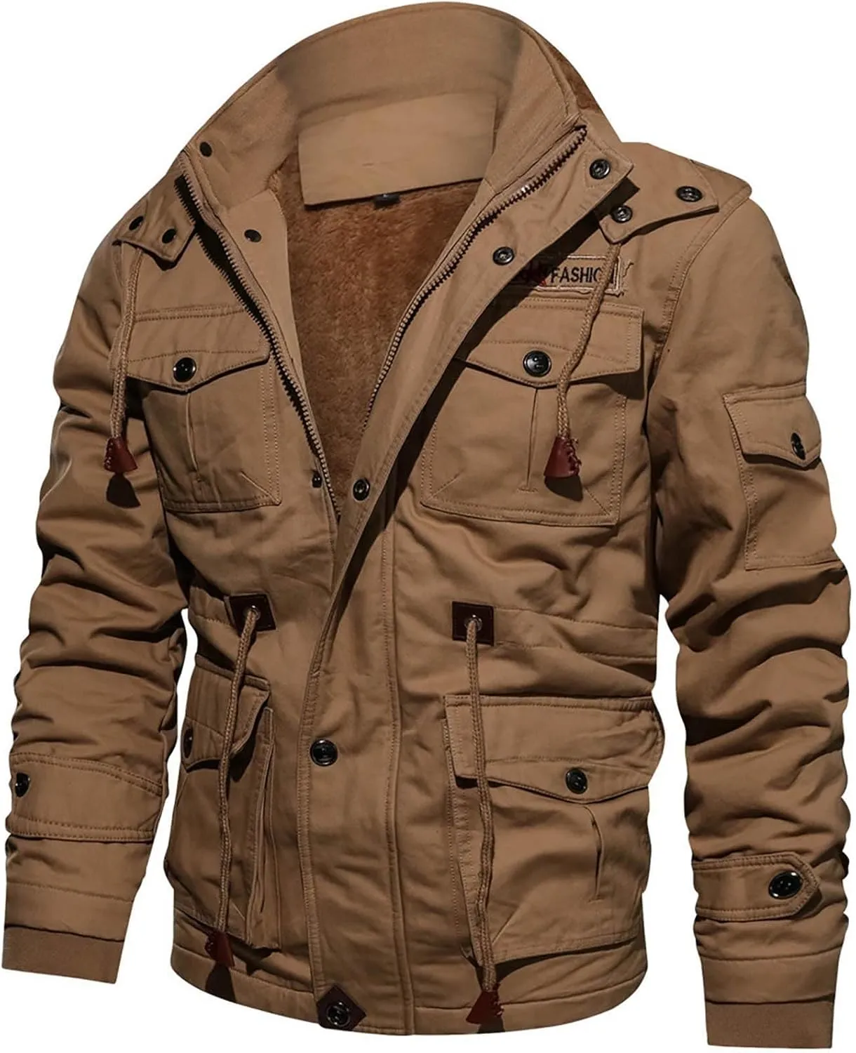 DuDubaby Men's Autumn Winter Vintage Turn-Down Collar Solid Imitation Leather Coat Top