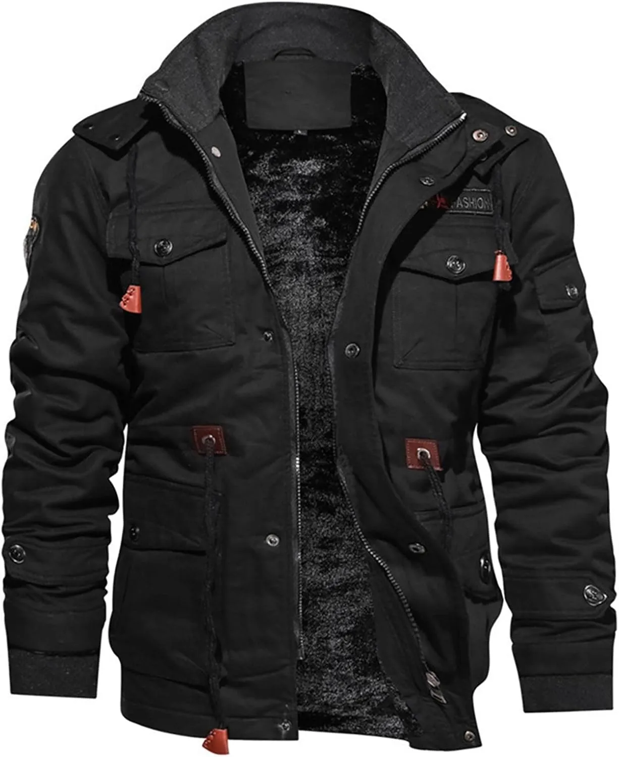 DuDubaby Men's Autumn Winter Vintage Turn-Down Collar Solid Imitation Leather Coat Top