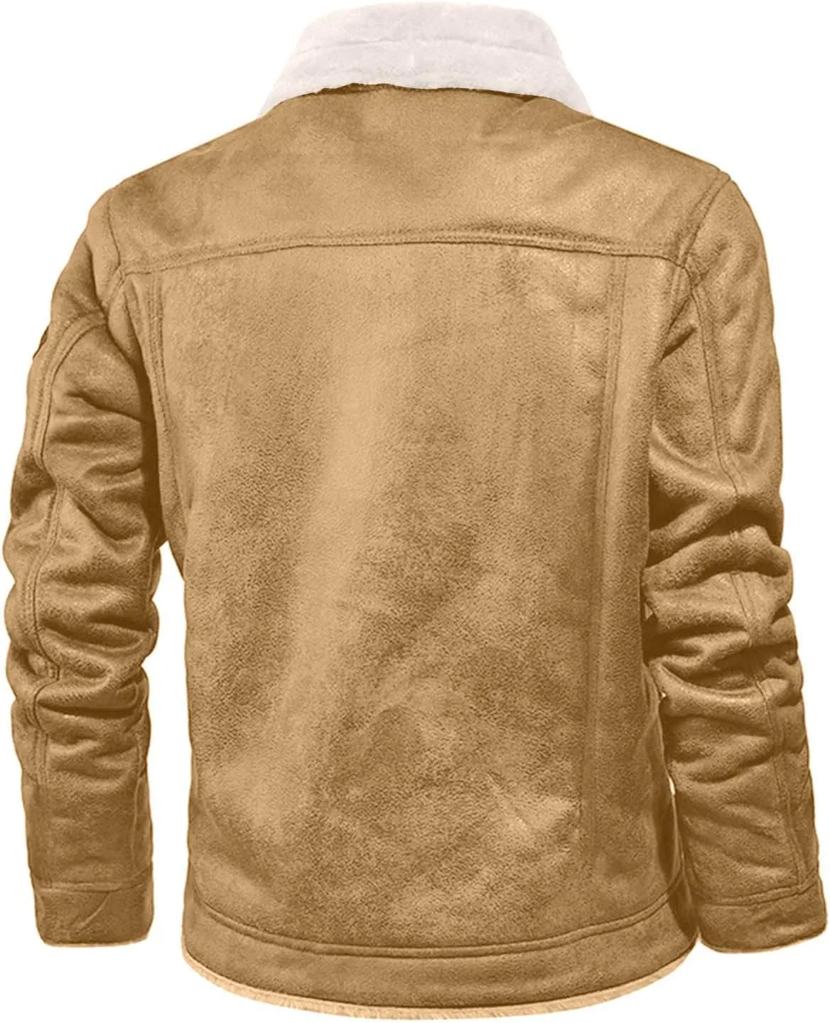 DuDubaby Men's Autumn Winter Vintage Turn-Down Collar Solid Imitation Leather Coat Top