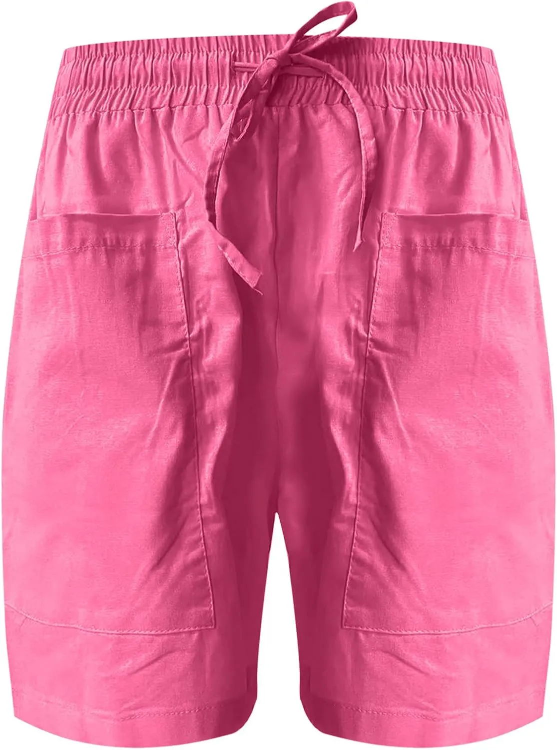 Elastic Waist Casual Comfy Summer Shorts Women's High Waisted Drawstring Shorts Solid Beach Shorts Gym Sweat Shorts