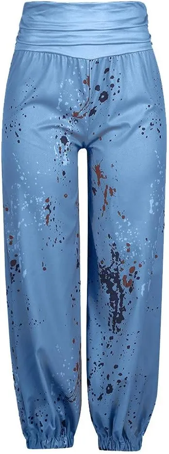 Fashion Pants for Women Fashion Printed Elastic Waist Binded Feet Harem Trousers Loose Fit Hip Hop Summer Street Pant
