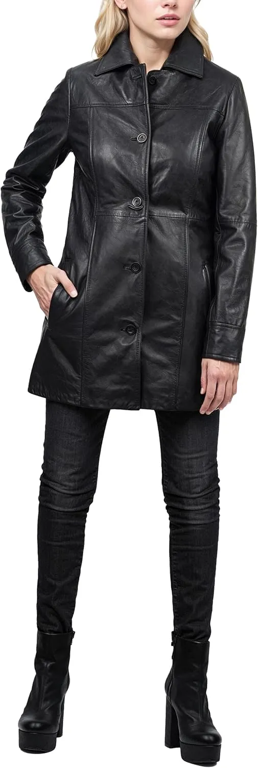 fjackets Real Leather Jacket Women - Lambskin Long Coats For Women - Stylish Soft Women's Trench Coats
