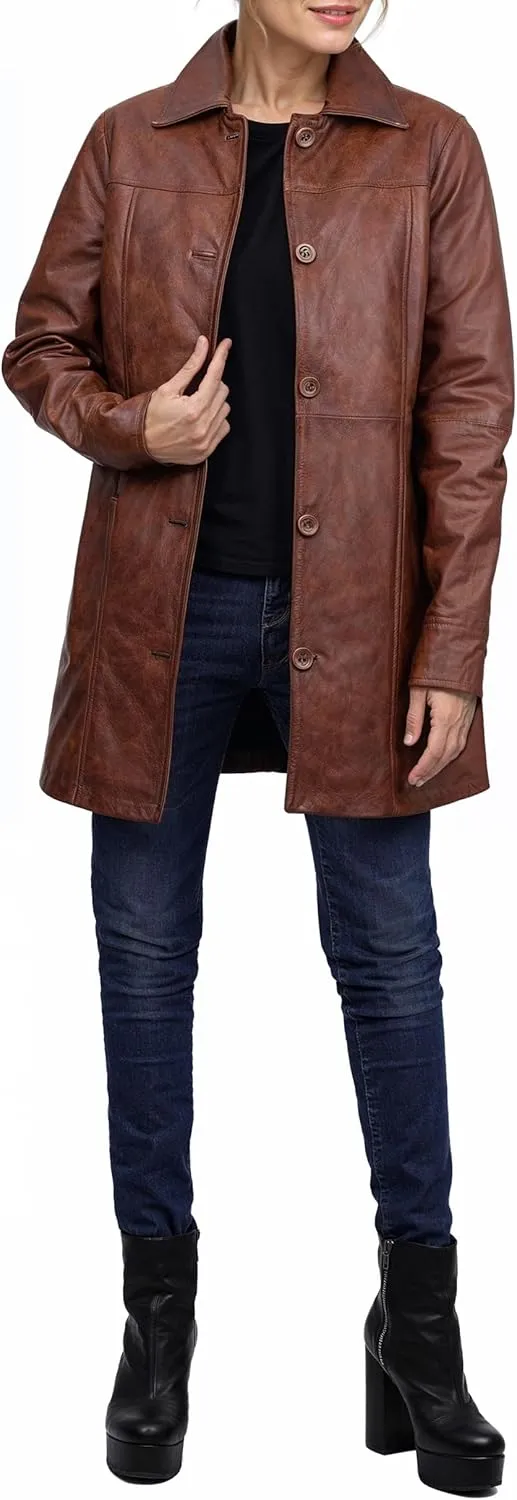 fjackets Real Leather Jacket Women - Lambskin Long Coats For Women - Stylish Soft Women's Trench Coats