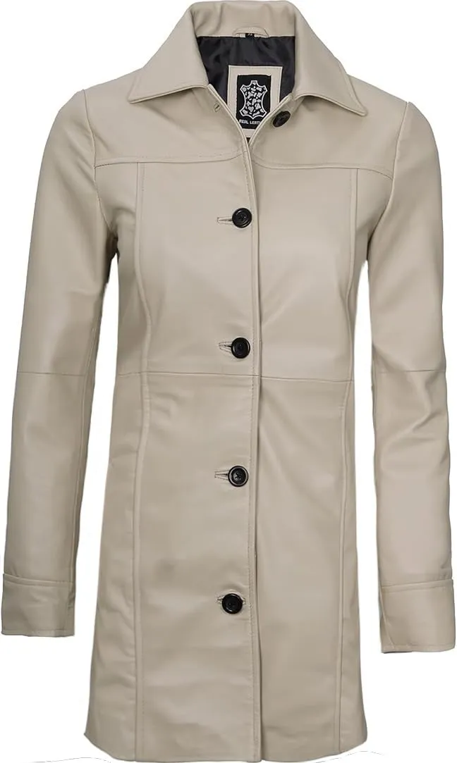 fjackets Real Leather Jacket Women - Lambskin Long Coats For Women - Stylish Soft Women's Trench Coats