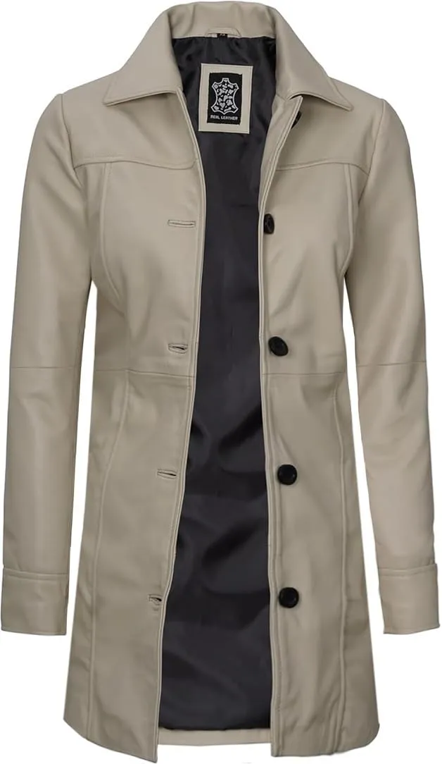 fjackets Real Leather Jacket Women - Lambskin Long Coats For Women - Stylish Soft Women's Trench Coats