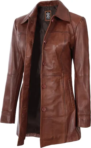 fjackets Real Leather Jacket Women - Lambskin Long Coats For Women - Stylish Soft Women's Trench Coats
