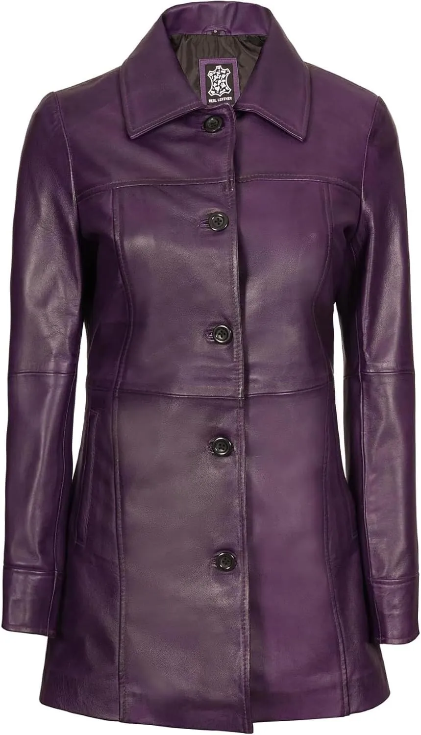 fjackets Real Leather Jacket Women - Lambskin Long Coats For Women - Stylish Soft Women's Trench Coats
