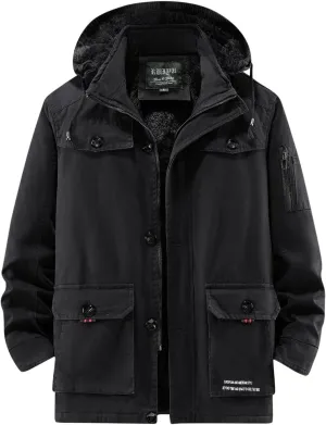 Fleece Jacket Men Winter Warm Plush Lined Sherpa Coats Casual Long Sleeve Hoodies With Pocket Solid Color Zip Outwear
