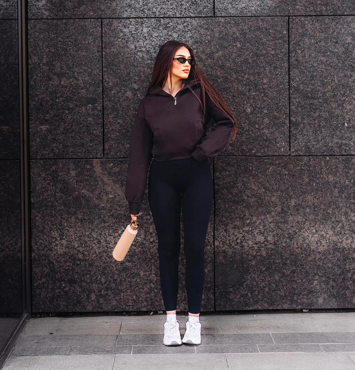 French Terry Cropped Zip Up Hoodies Sweatshirt for Women Half Zip Pullover Sweater Hoodie Workout Jacket