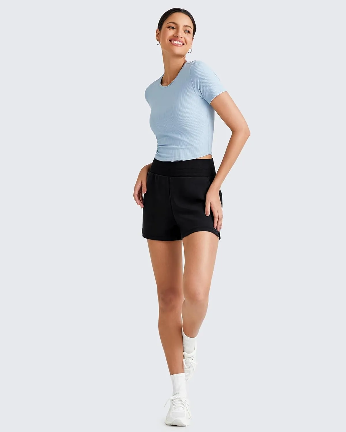G4Free Smoofit Modal Soft Sweat Shorts for Women High Waist Athletic Shorts for Summer Casual Relaxed with Pockets