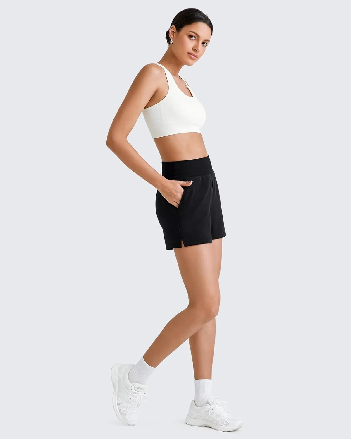 G4Free Smoofit Modal Soft Sweat Shorts for Women High Waist Athletic Shorts for Summer Casual Relaxed with Pockets