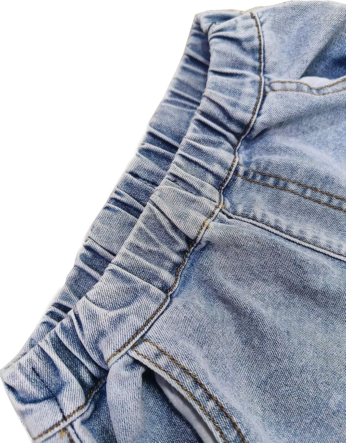 Girl High Waisted Fashionable Elastic Waisted Spring Casual Denim Shorts