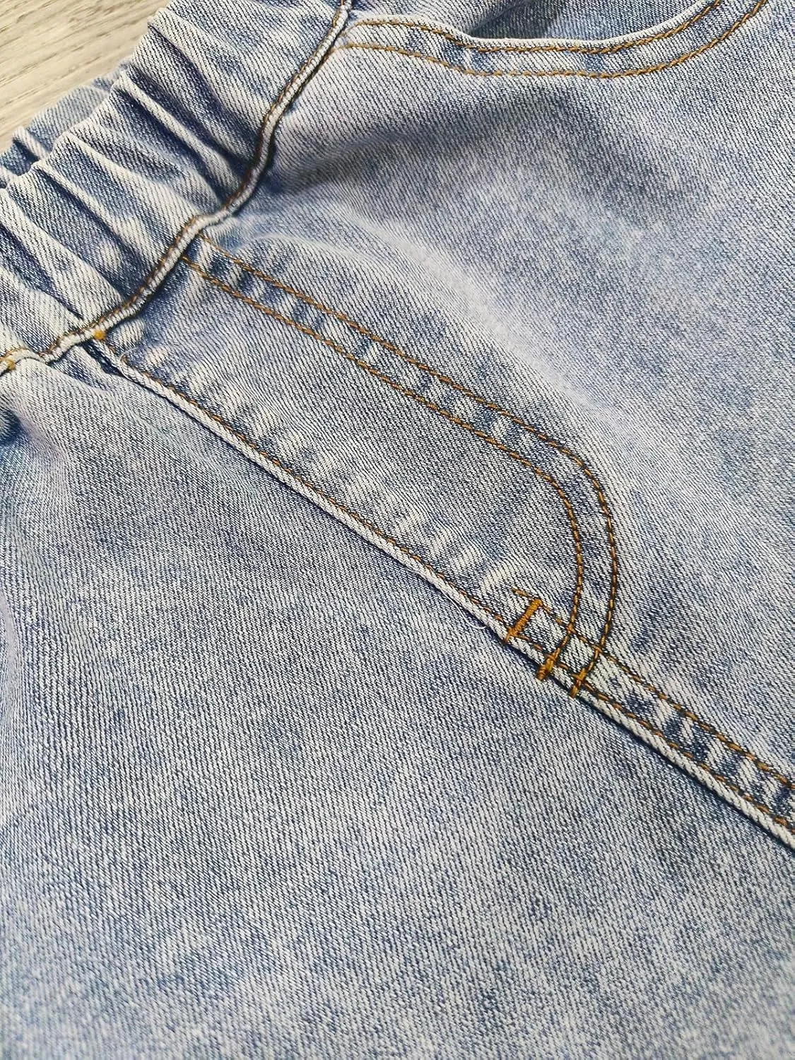 Girl High Waisted Fashionable Elastic Waisted Spring Casual Denim Shorts