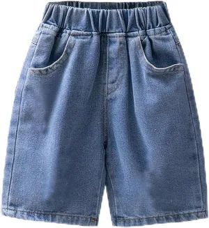 Girl High Waisted Fashionable Elastic Waisted Spring Casual Denim Shorts