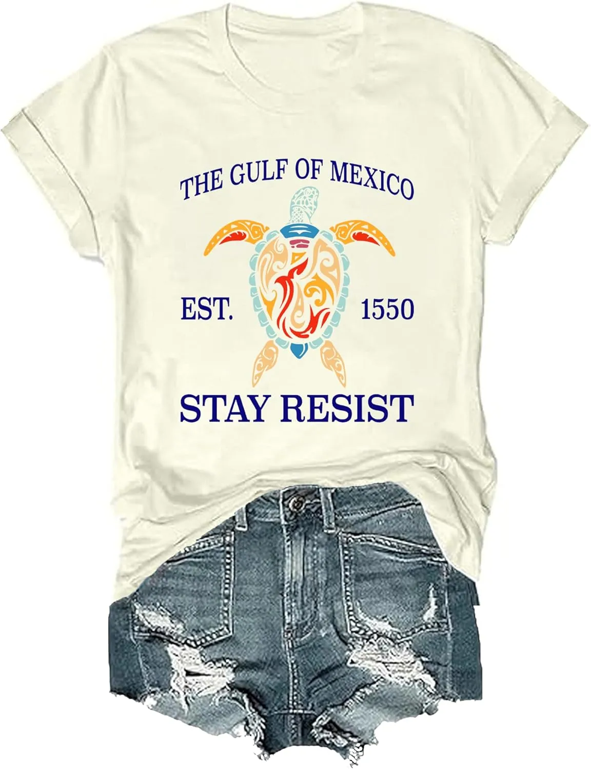 Gulf of Mexico T Shirt Women Men Vintage Gulf of Mexico Salty Resist T-Shirt Graphic Tshirt
