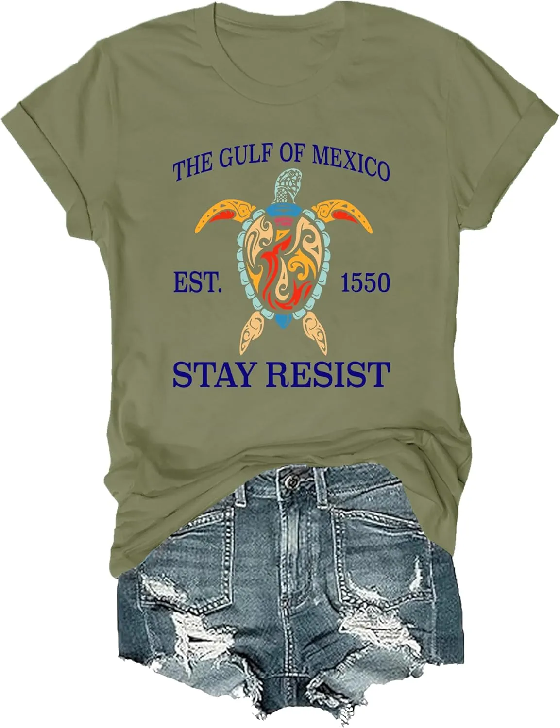 Gulf of Mexico T Shirt Women Men Vintage Gulf of Mexico Salty Resist T-Shirt Graphic Tshirt