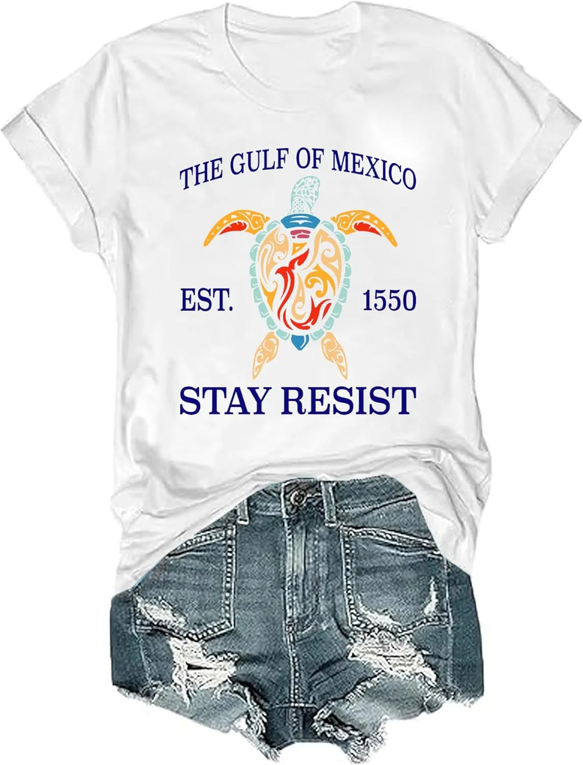 Gulf of Mexico T Shirt Women Men Vintage Gulf of Mexico Salty Resist T-Shirt Graphic Tshirt