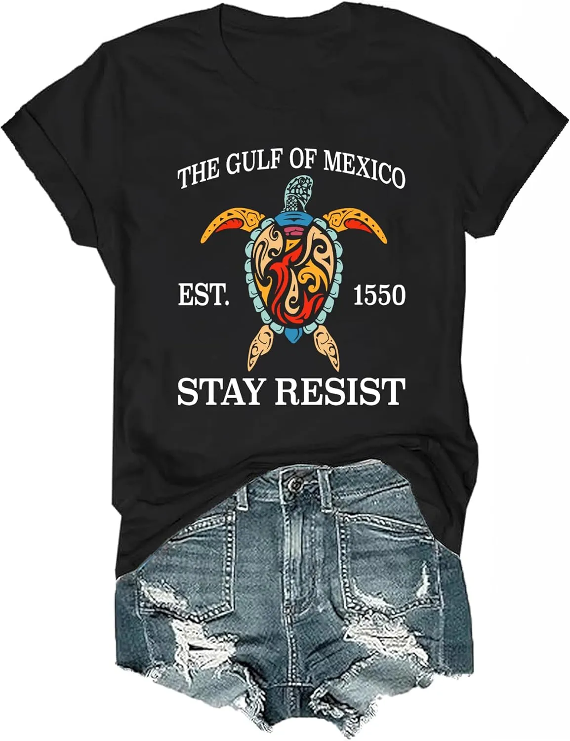 Gulf of Mexico T Shirt Women Men Vintage Gulf of Mexico Salty Resist T-Shirt Graphic Tshirt