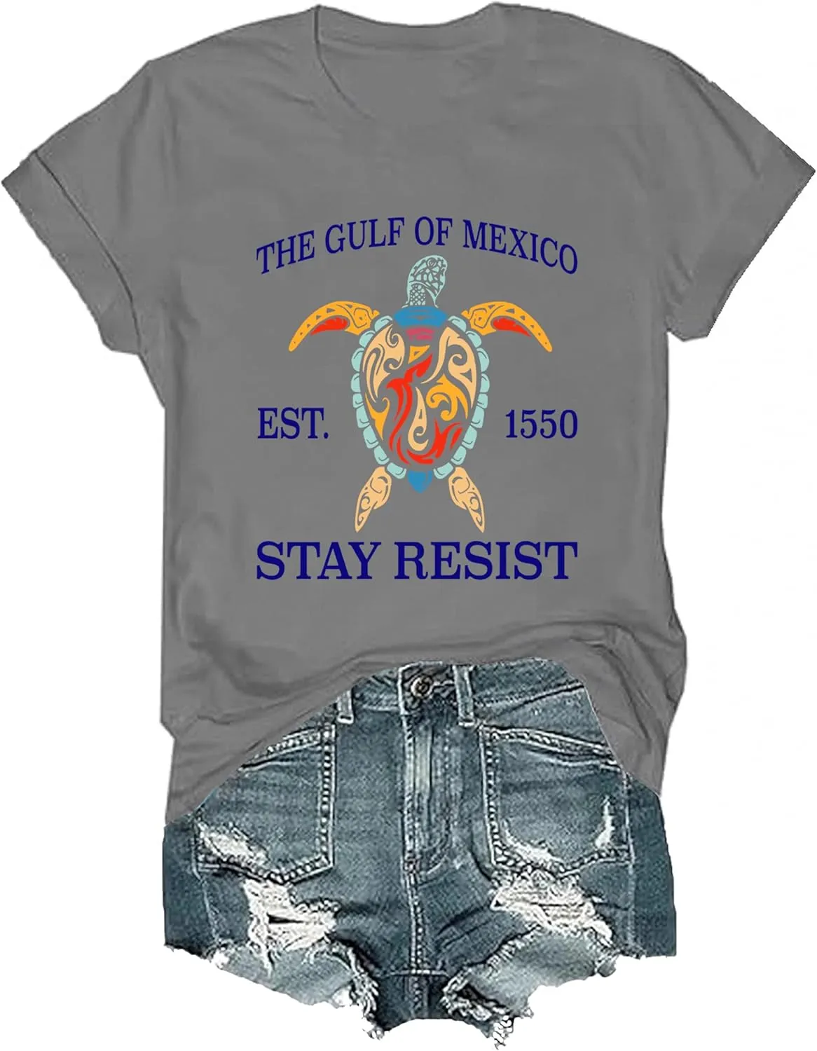 Gulf of Mexico T Shirt Women Men Vintage Gulf of Mexico Salty Resist T-Shirt Graphic Tshirt