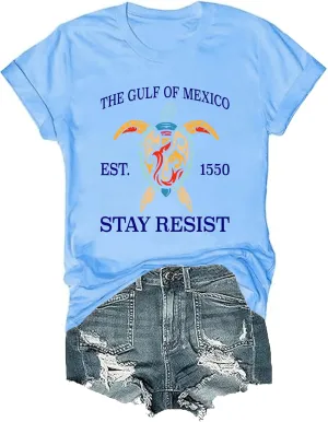 Gulf of Mexico T Shirt Women Men Vintage Gulf of Mexico Salty Resist T-Shirt Graphic Tshirt