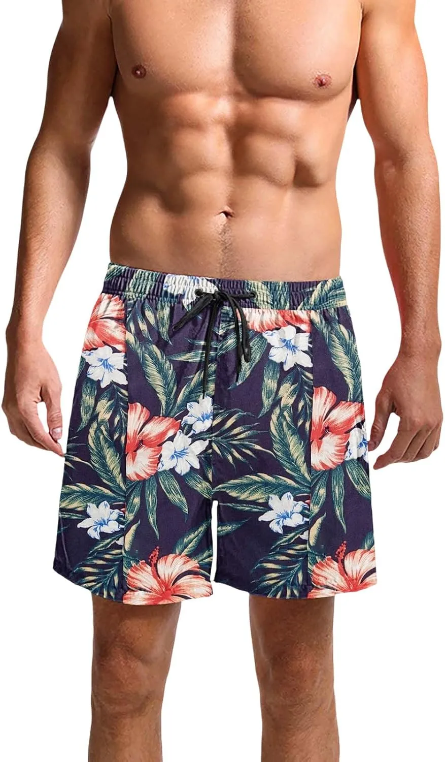 Hawaii Shorts for Men Fashion Printed Elastic Waist Drawstring Lounge Pant Loose Fit Lightweight Beach Surfing Shorts