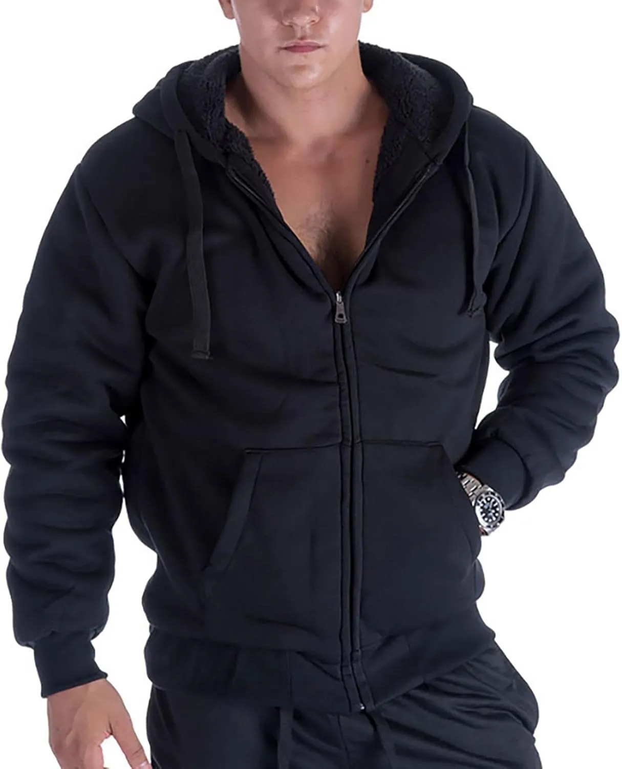 Heavy Thick Flannel Plaid Jacket Sherpa Fleece Lined Hoodies for Men Zip Up Winter Warm Coat Buffalo Zipper Sweatshirt