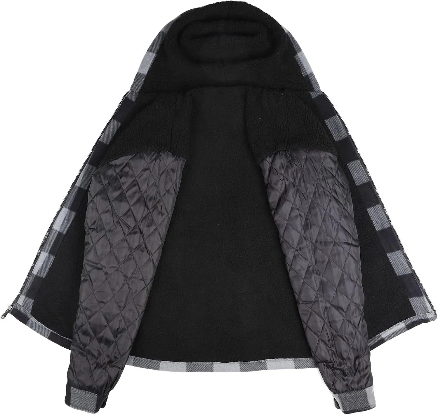 Heavy Thick Flannel Plaid Jacket Sherpa Fleece Lined Hoodies for Men Zip Up Winter Warm Coat Buffalo Zipper Sweatshirt