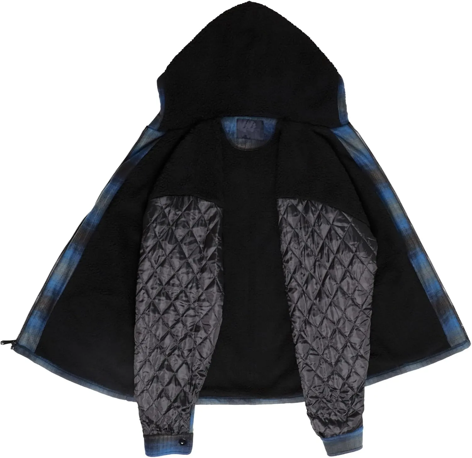 Heavy Thick Flannel Plaid Jacket Sherpa Fleece Lined Hoodies for Men Zip Up Winter Warm Coat Buffalo Zipper Sweatshirt