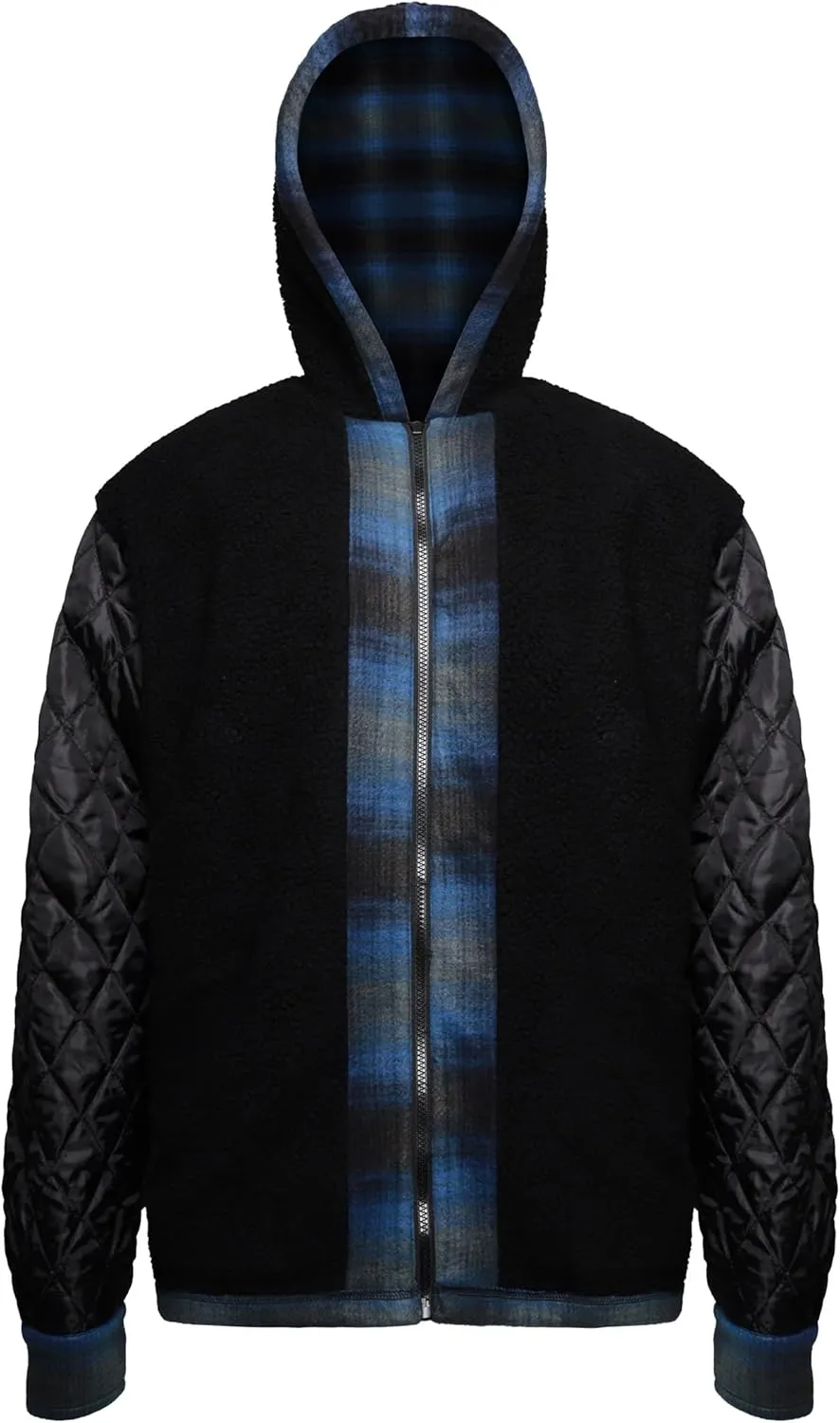 Heavy Thick Flannel Plaid Jacket Sherpa Fleece Lined Hoodies for Men Zip Up Winter Warm Coat Buffalo Zipper Sweatshirt
