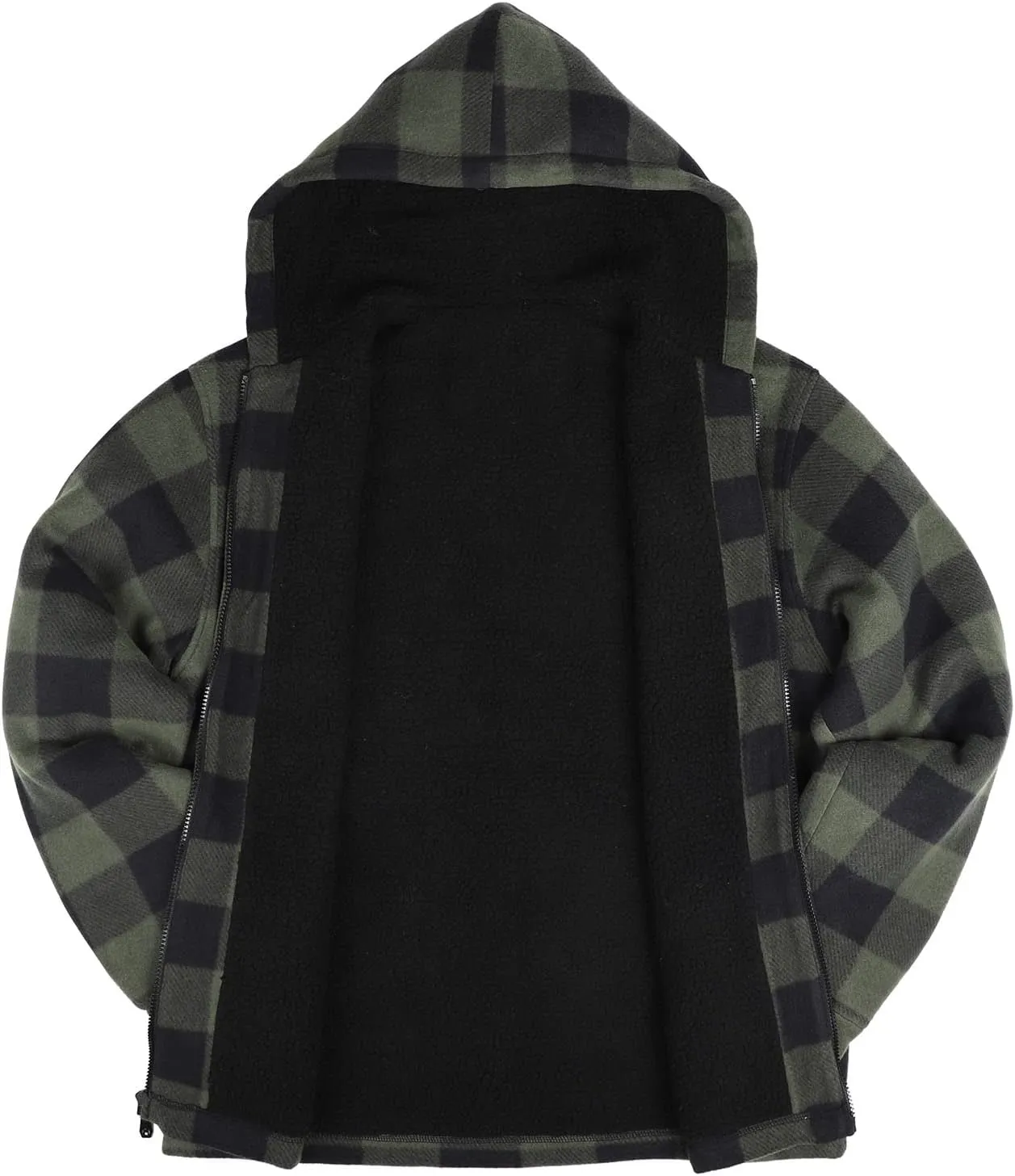 Heavy Thick Flannel Plaid Jacket Sherpa Fleece Lined Hoodies for Men Zip Up Winter Warm Coat Buffalo Zipper Sweatshirt
