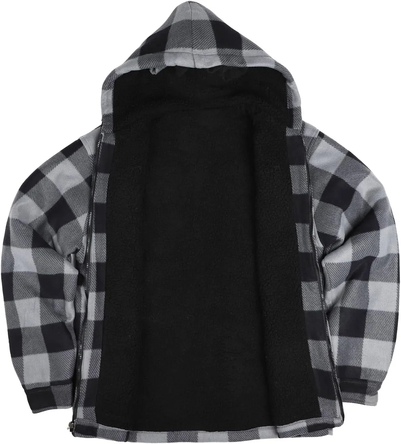 Heavy Thick Flannel Plaid Jacket Sherpa Fleece Lined Hoodies for Men Zip Up Winter Warm Coat Buffalo Zipper Sweatshirt