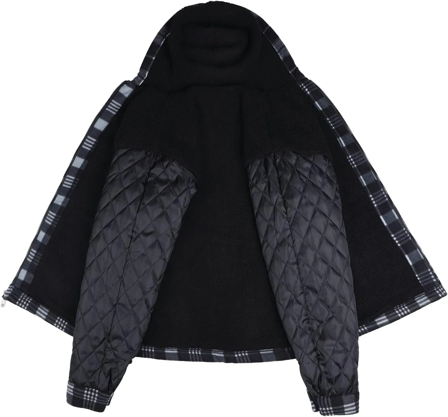 Heavy Thick Flannel Plaid Jacket Sherpa Fleece Lined Hoodies for Men Zip Up Winter Warm Coat Buffalo Zipper Sweatshirt