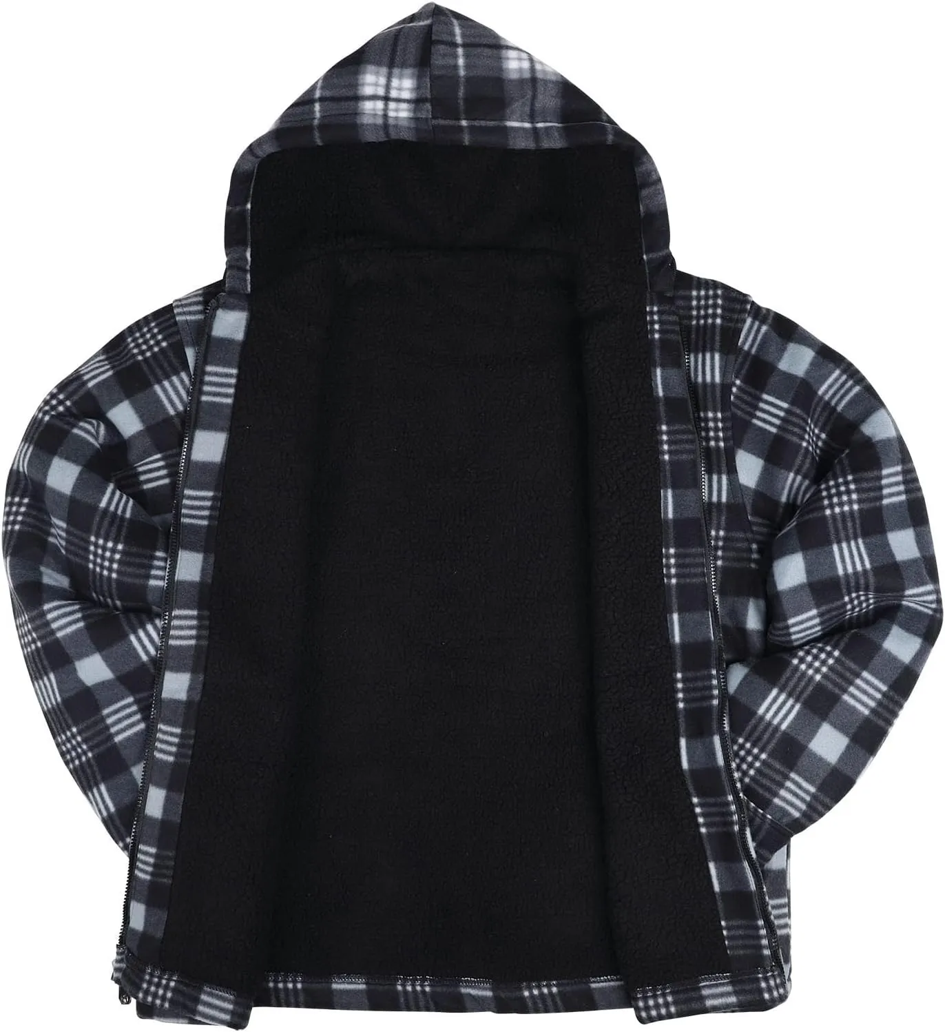 Heavy Thick Flannel Plaid Jacket Sherpa Fleece Lined Hoodies for Men Zip Up Winter Warm Coat Buffalo Zipper Sweatshirt