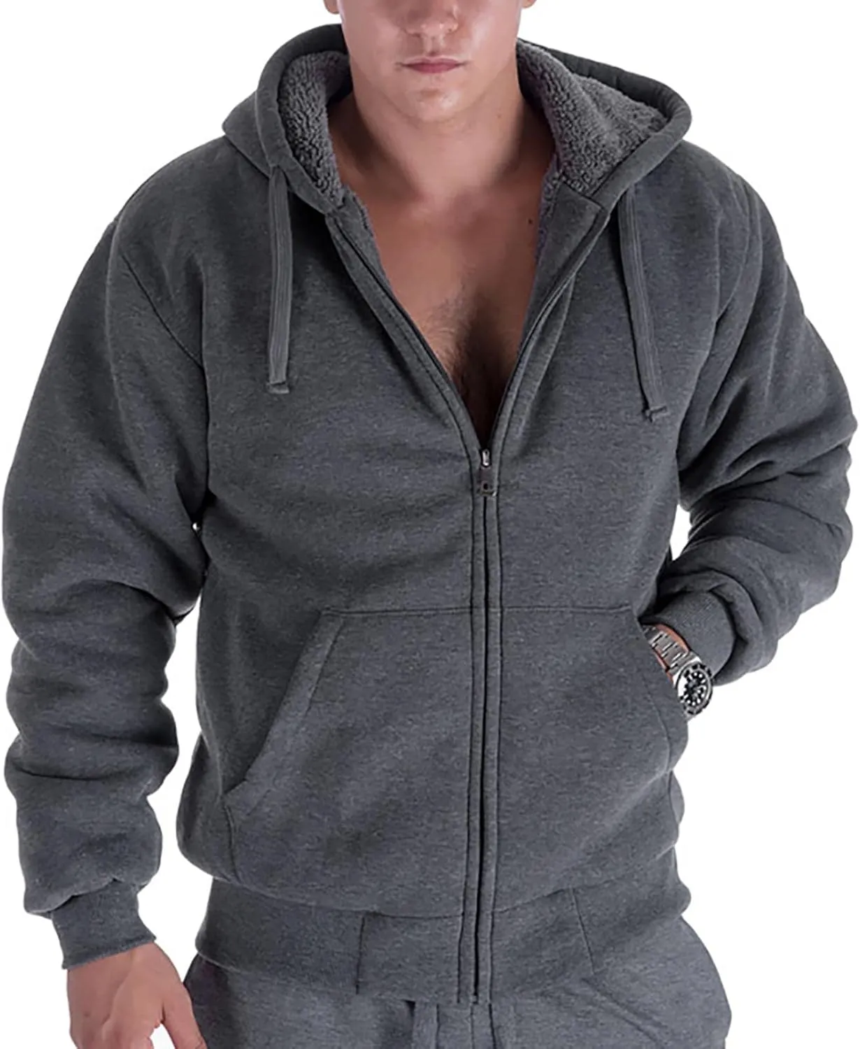 Heavy Thick Flannel Plaid Jacket Sherpa Fleece Lined Hoodies for Men Zip Up Winter Warm Coat Buffalo Zipper Sweatshirt