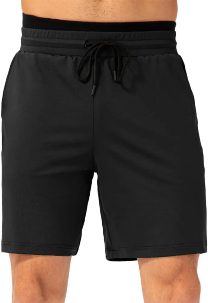 HSQSMWJ Men Elastic Waist Jogger Sweat Shorts Quick Dry Gym Running