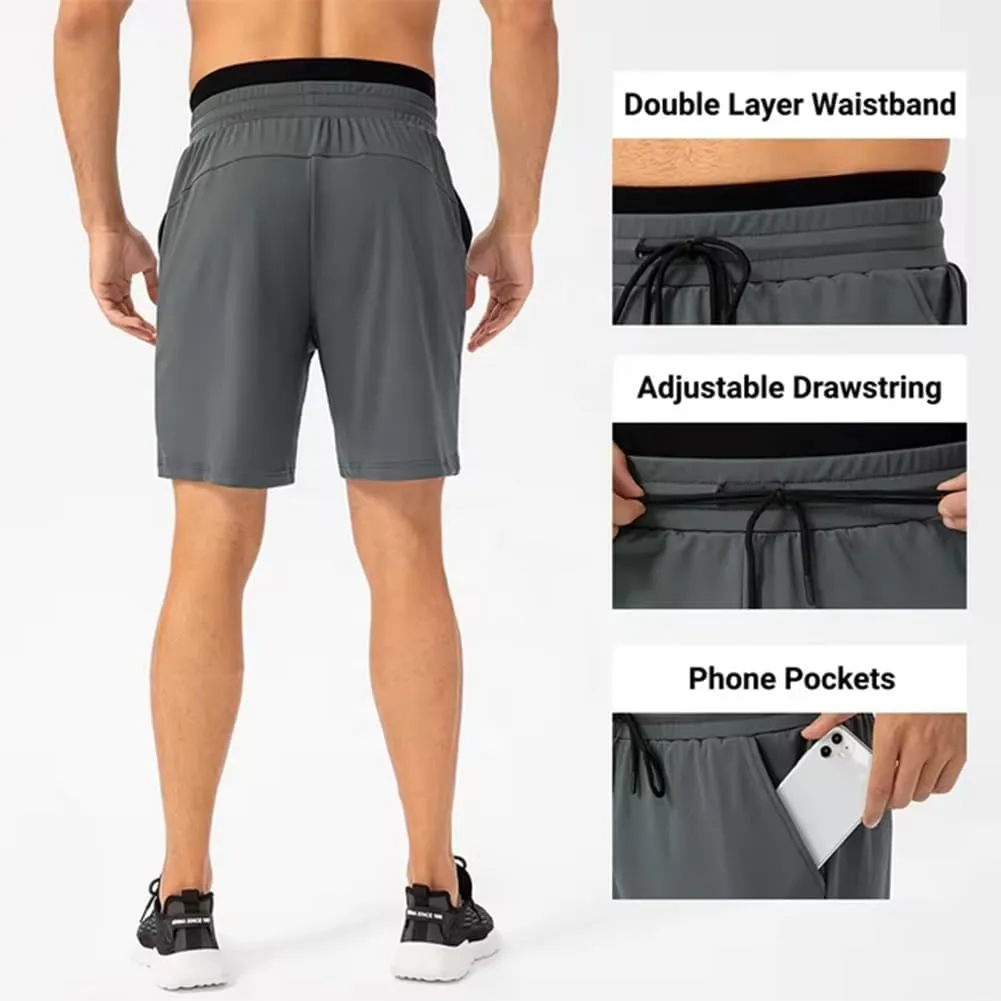 HSQSMWJ Men Elastic Waist Jogger Sweat Shorts Quick Dry Gym Running