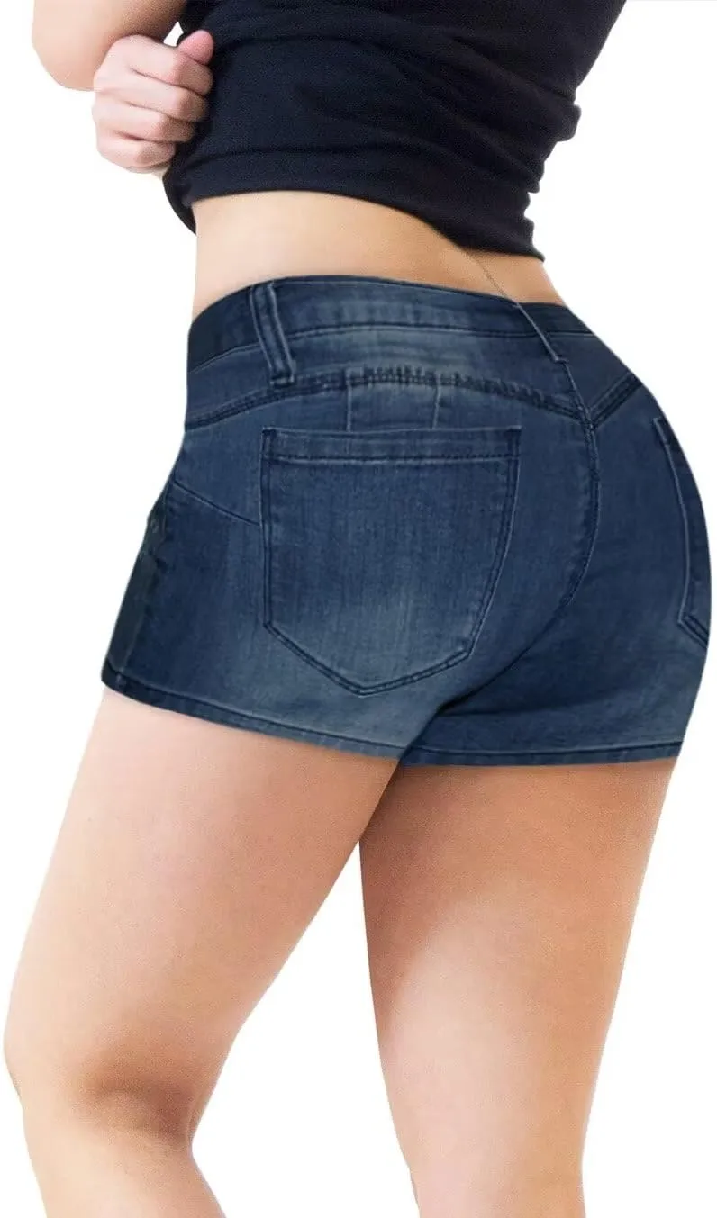Hybrid & Company Womens Ripped Stretchy Jeans Shorts Casual Denim Shorts