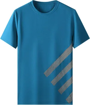 Ice Silk Quick Drying T Shirt Men's Summer Casual Thin Loose Trend Sports Patchwork Striped Men's T Shirts with